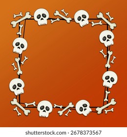 Spooky Skull and Bone Border Background 