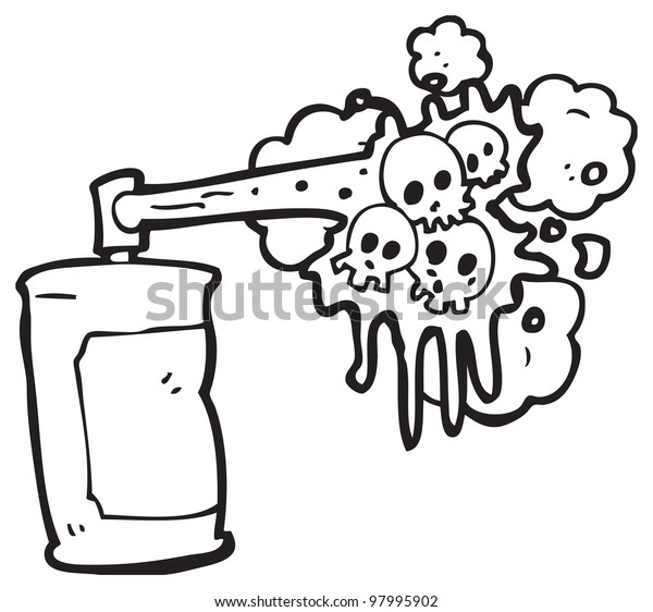 Spooky Skull Graffiti Spray Can Cartoon Stock Illustration 97995902