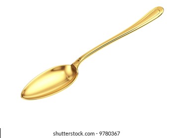 Spoon Gold Isolated On White