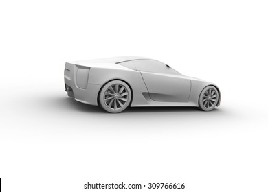 Sport Car 3d Model. Clay Render.