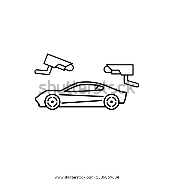 Sport car camera security icon. Element of\
automobile icon on white\
background