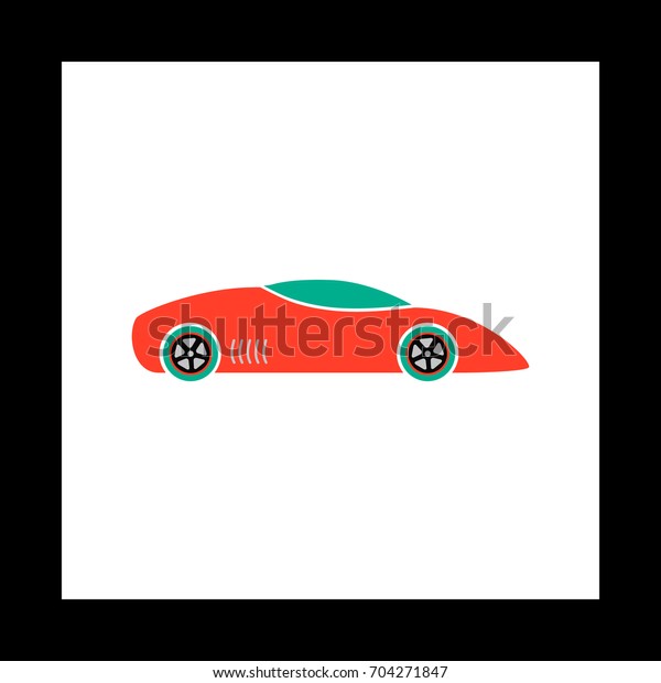 sport car Colorful icon on white square\
background. Flat symbol\
illustration