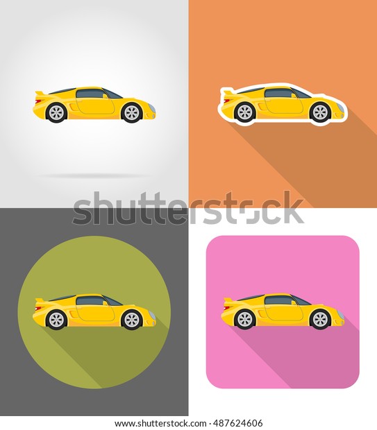sport\
car flat icons illustration isolated on\
background
