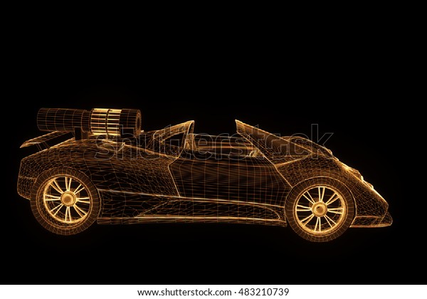 Sport Car in Hologram Wireframe Style. Nice
3D Rendering

