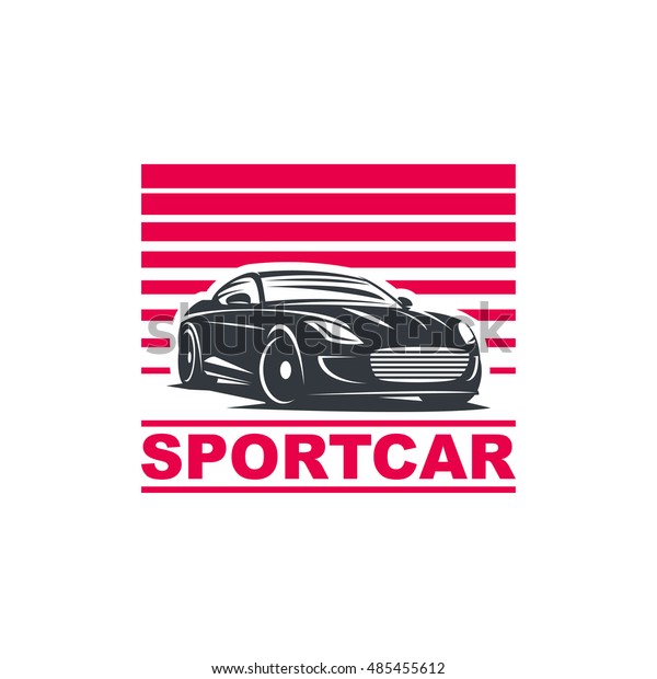 Sport car logo, emblem, badge\
template illustration on white background. Raster copy of vector\
file.