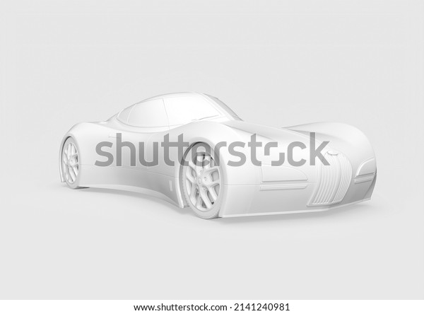 sport car in minimalism concept on pastel\
background side view, 3d\
illustration