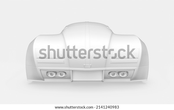 sport car in minimalism concept on pastel\
background rear view, 3d\
illustration