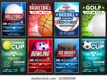 Sport Poster. Soccer, Tennis, Golf, Basketball, Bowling, Baseball, Ice Hockey. Event Design Template. Sport Bar Promo, Bowling Ball Tournament A4 Championship Flyer Announcement Illustration - Powered by Shutterstock