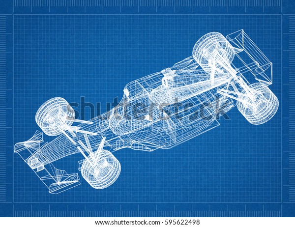 Sport race car\
blueprint – 3D\
perspective