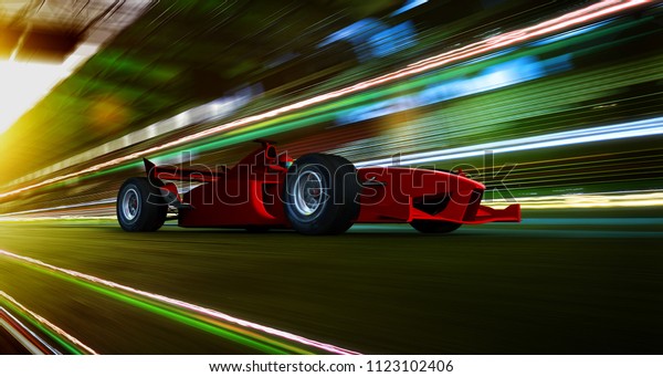 Sport racing car fast driving to achieve\
the champion dreame , motion blur and lighting effect apply . 3D\
rendering and mixed media composition\
.