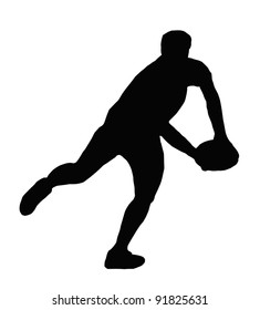 Sport Silhouette - Rugby Player Making Swinging Running Pass