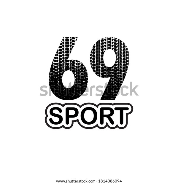 Sport\
team logo with grunge text and tire tracks\
numbers