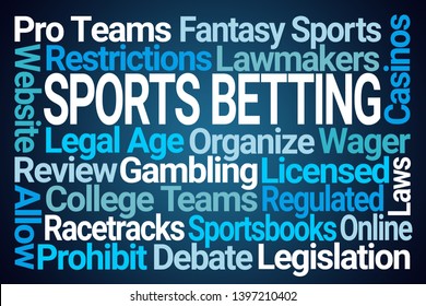 Sports Betting Word Cloud On Blue Background