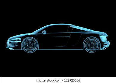 Sports Car (3D Xray Blue Transparent)