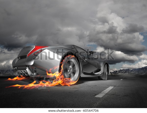 Sports car burnout. \
Original car\
design.
