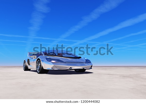 Sports car in the desert.\
,3d render