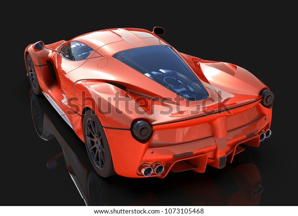 Sports car. The image of a sports red car on\
a black background. 3d\
illustration