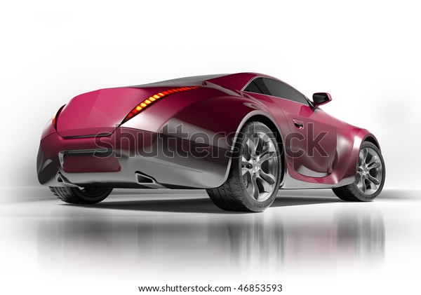 Sports car isolated on white\
background. My own car design.  Not associated with any\
brand.