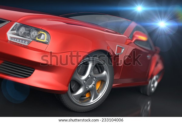 Sports car with no brand name.\
The car is designed and modelled by myself. High resolution 3D\
render