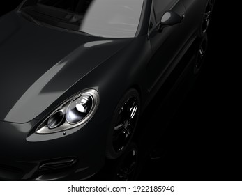 Sports Car On A Dark Background 3d Render