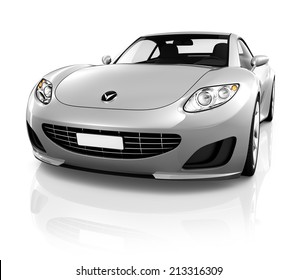 Sports Car On A White Background.