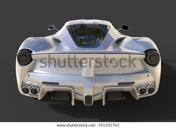 Sports car rear view. The
image of a sports gray car on a black background. 3d
illustration.