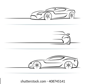 Set Sports Car Silhouettes Vector Illustration Stock Vector (Royalty ...