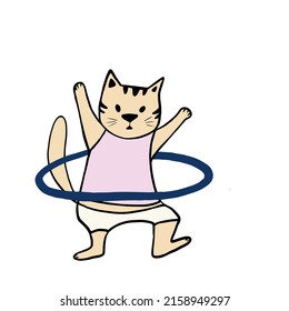 Sports Cat With Hoop, Cute Cat