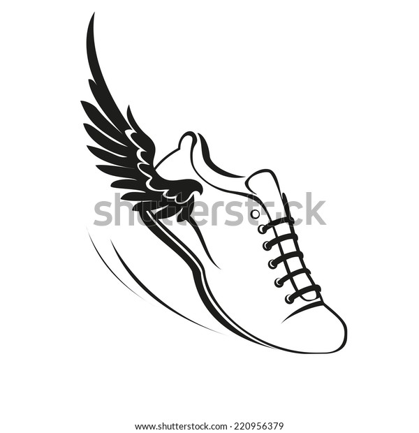 走るための運動靴 翼を持つ走る靴 のイラスト素材