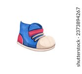 Sports sneakers in red and blue. Watercolor illustration on an isolated background. Healthy lifestyle. Hand-painted