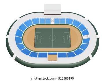 Sports Stadium Isolated. Top View. 3d Rendering.