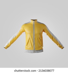 Sports Yellow Sweatshirt. Yellow Hoodie Mockup. 3d Illustration