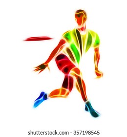 Sportsman Throwing Frisbee. Ultimate Sport Clipart, Color Illustration