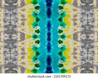 Spot Abstract Ikat. Blue Tie Dye Canvas. Art Creative Seamless Paint. Wet Green Color Ethnic Drop. Yellow Watercolor Water Splotch. Dot Color Shape. Ethnic Spot Seamless Splash. Wash Art Pattern