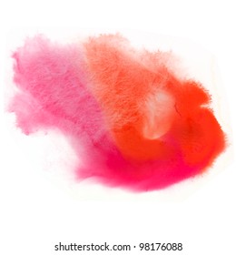 Spot Texture Watercolor Orange Splash Ink Red Pink Watercolour Macro Blotch Texture Isolated White Background