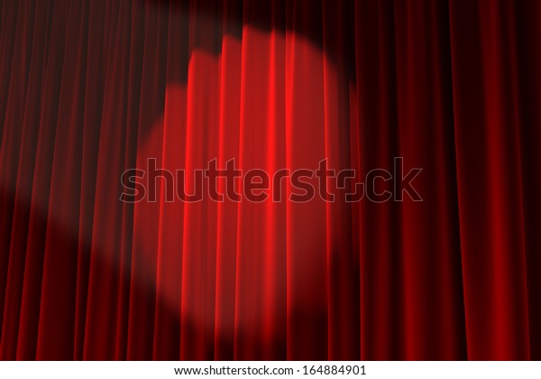 スポットライトは赤いカーテンステージを照らす のイラスト素材