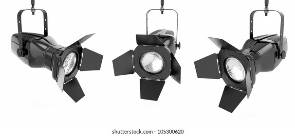 Spotlight Or Stage Light On White Isolated Background. 3d