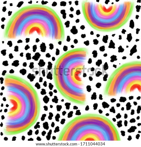 Spotted handdrawn colourful rainbow pattern