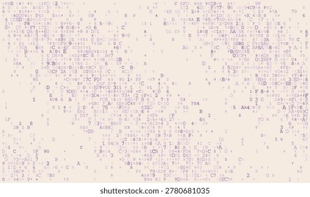 A sprawling, non-linear distribution of binary characters and abstract glyphs drifting across a stark data field. This composition visualizes raw data streams and the organic complexity of unmapped information systems.