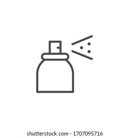 Spray Can Line Outline Icon Isolated On White. Compressed Air Bottle