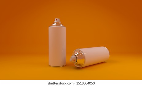 spray cans with orange background 3D render