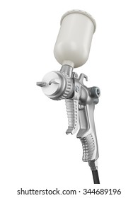 The spray gun in the perspective view. 3D render on a white background