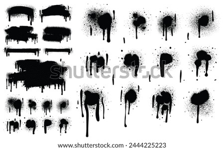 Spray Paint Abstract Elements isolated on White Background. Lines and Drips Set. Street style. 