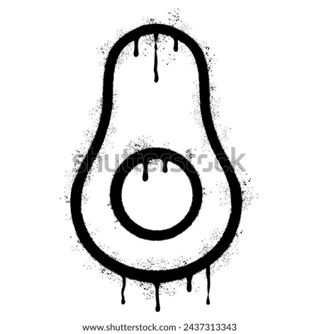 Spray Painted avocado icon Sprayed isolated with a white background.