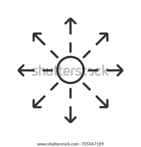 Spreading linear icon. Thin line illustration. Distribution abstract metaphor contour symbol. Raster isolated outline drawing