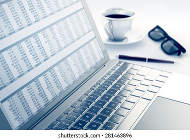 Spreadsheet in Laptop 