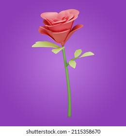 A Sprig Of 3d Valentine Rose Illustration