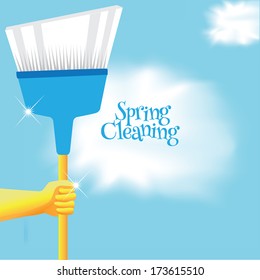 Spring Cleaning Broom Background.