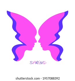 Spring face of a woman in the shape of butterfly wings. Concept for beauty salon, Spa, cosmetics, plastic surgery. - Powered by Shutterstock