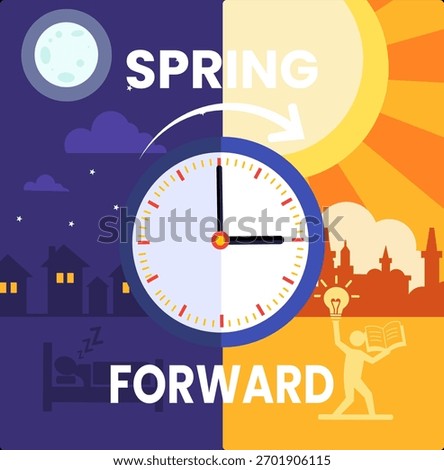 Spring Forward.Daylight Saving Time Begins illustration